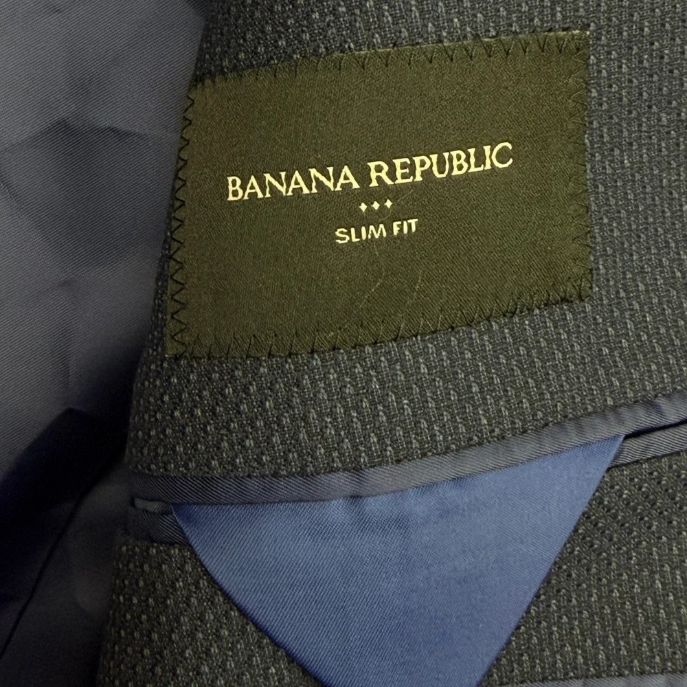 Banana Republic 40L Slim UNSTRUCTURED Stretch Blazer Sport Coat Textured Blue